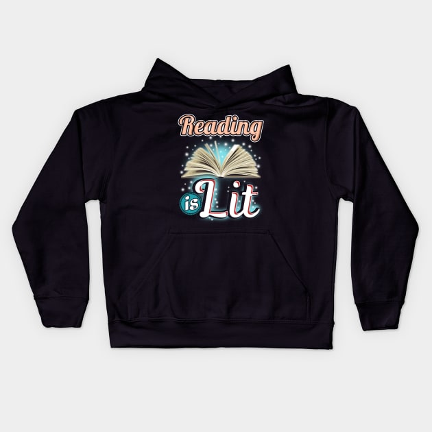 Reading is lit Kids Hoodie by captainmood